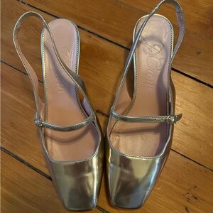 J. Crew Metallic Slingback Heels